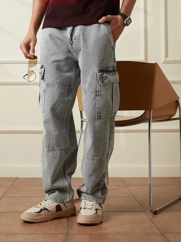 Casual Anti Fit Denim Cargo | Grey